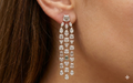 Mixed-Cut Diamond Triple-Strand Drop Earrings