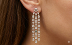 Mixed-Cut Diamond Triple-Strand Drop Earrings